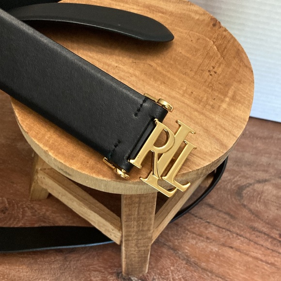 LAUREN RALPH LAUREN LEATHER BELT with GOLD MOTIF WOMAN 
SIZE XL
COLOR BLACK - Picture 3 of 11